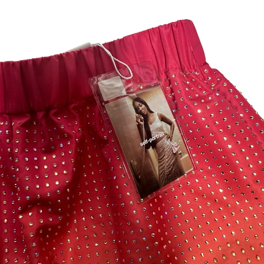 NWT Self Portrait Pink Ombré Crystal Embellished Hotfix Taffeta Shorts 2 - Picture 9 of 16